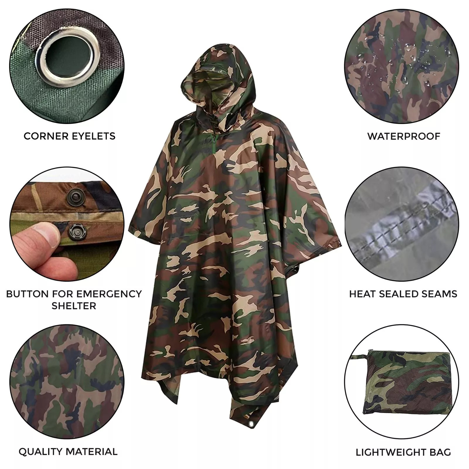 Camouflage Rain Cloak Full Bod - огляд і ціна Fishing Rain Suit